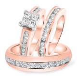 Photo of Elegance 2 ct tw. Diamond Princess Cluster Trio Set 10K Rose Gold [BT591R-C000]