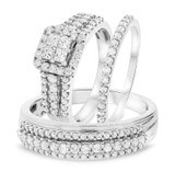 Photo of Reverent 1 3/4 ct tw. Diamond Princess Cluster Trio Set 14K White Gold [BT634W-C000]