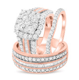 Photo of Louise 3 ct tw. Diamond Cushion Cluster Trio Set 10K Rose Gold [BT635R-C000]