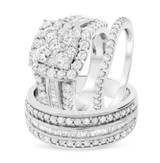 Photo of Louise 3 ct tw. Diamond Cushion Cluster Trio Set 14K White Gold [BT635W-C000]