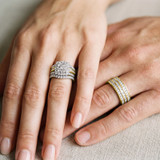 Photo of Louise 3 ct tw. Diamond Cushion Cluster Trio Set 10K Yellow Gold [BT635Y-C000]