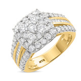 Photo of Louise 3 ct tw. Diamond Cushion Cluster Trio Set 14K Yellow Gold [BT635YE-C000]