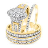 Photo of Helena 1 7/8 ct tw. Diamond Marquise Cluster Trio Set 14K Yellow Gold [BT636Y-C000]