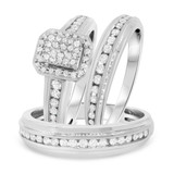 Photo of Journee 7/8 ct tw. Diamond Fancy Cluster Trio Set 10K White Gold [BT642W-C000]