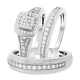 Photo of Selena 2/3 ct tw. Diamond Cushion Cluster Trio Set 14K White Gold [BT643W-C000]