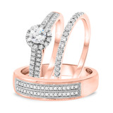 Photo of Logan 3/4 ct tw. Diamond Round Solitaire Trio Set 14K Rose Gold [BT675R-R023]