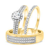 Photo of Logan 3/4 ct tw. Diamond Round Solitaire Trio Set 10K Yellow Gold [BT675Y-R023]