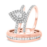 Photo of Savannah 7/8 ct tw. Diamond Pear Solitaire Trio Set 14K Rose Gold [BT676R-C000]