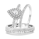 Photo of Savannah 7/8 ct tw. Diamond Pear Solitaire Trio Set 10K White Gold [BT676W-C000]