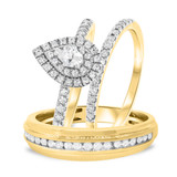 Photo of Savannah 7/8 ct tw. Diamond Pear Solitaire Trio Set 10K Yellow Gold [BT676Y-C000]