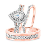Photo of Veda 7/8 ct tw. Diamond Pear Solitaire Trio Set 10K Rose Gold [BT679R-F018]