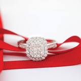 Photo of Splendor 7/8 ct tw. Fancy Cluster Engagement Ring 10K White Gold [BT813WE-C000]