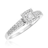 Photo of Mystic 1/4 ct tw. Princess Cluster Engagement Ring 14K White Gold [BT814WE-C000]