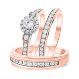 Photo of Ella 1 1/5 ct tw. Diamond Round Solitaire Trio Set 10K Rose Gold [BT685R-R023]