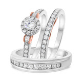 Photo of Ella 1 1/5 ct tw. Diamond Round Solitaire Trio Set 10K White Gold [BT685W-R023]