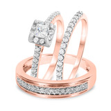 Photo of Eagan 7/8 ct tw. Diamond Princess Solitaire Trio Set 14K Rose Gold [BT688R-P023]