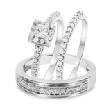Photo of Eagan 7/8 ct tw. Diamond Princess Solitaire Trio Set 14K White Gold [BT688W-P023]