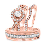 Photo of Janette 1 ct tw. Diamond Round Solitaire Trio Set 10K Rose Gold [BT690R-R023]