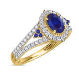 Photo of Kantuta 1 1/7 CT. T.W. Sapphire and diamond Engagement Ring 10K Yellow Gold [BT896YE-C000]
