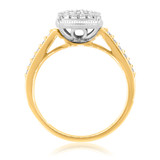 Photo of Classic Carole 5/8 CT. T.W. Princess Cluster Bridal Set 10K Yellow Gold [BT803YE-C000]