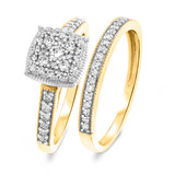 Photo of Classic Carole 5/8 CT. T.W. Princess Cluster Bridal Set 14K Yellow Gold [BR803Y-C000]