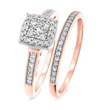 Photo of Carole 3/8 CT. T.W. Cushion Cluster Bridal Set 10K Rose Gold [BR804R-C000]