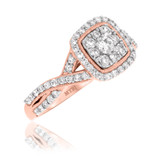 Photo of Blair 3/4 ct tw. Diamond Cushion Cluster Engagement Ring 10K Rose Gold [BT915RE-C000]