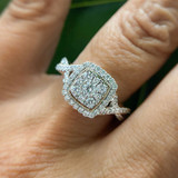 Photo of Blair 3/4 ct tw. Diamond Cushion Cluster Engagement Ring 14K White Gold [BT915WE-C000]