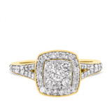 Photo of Emer 3/4 ct tw. Diamond Cushion Cluster Engagement Ring 10K Yellow Gold [BT916YE-C000]