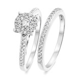 Photo of Marlow 2/3 CT. T.W. Round Cluster Bridal Set 10K White Gold [BR809W-C000]