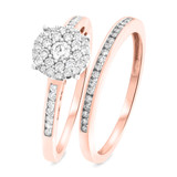 Photo of Glamour 1/2 CT. T.W. Round Cluster Bridal Set 10K Rose Gold [BR810R-C000]