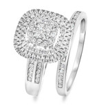 Photo of Kylee 1 CT. T.W. Princess Cluster Bridal Set 14K White Gold [BR812W-C000]