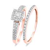 Photo of Mystic 1/3 CT. T.W. Princess Cluster Bridal Set 10K Rose Gold [BR814R-C000]