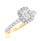 Photo of Cammi 7/8 CT. T.W. Fancy Cluster Bridal Set 10K Yellow Gold [BT816YE-C000]