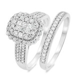 Photo of Canyon 1 1/10 Carat T.W. Fancy Cluster Bridal Set 14K White Gold [BR837W-C000]