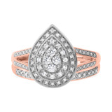 Photo of Camille 1/2 CT. T.W. Diamond Pear Cluster Bridal Set 14K Rose Gold [BR850R-C000]