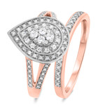 Photo of Camille 1/2 CT. T.W. Diamond Pear Cluster Bridal Set 14K Rose Gold [BR850R-C000]