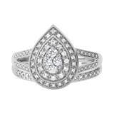 Photo of Camille 1/2 CT. T.W. Diamond Pear Cluster Bridal Set 14K White Gold [BR850W-C000]