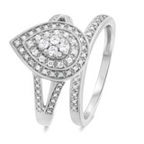 Photo of Camille 1/2 CT. T.W. Diamond Pear Cluster Bridal Set 14K White Gold [BR850W-C000]