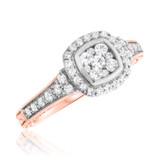 Photo of Alejo 3/4 CT. T.W. Cushion Cluster Bridal Set 10K Rose Gold [BT856RE-C000]