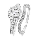 Photo of Alejo 3/4 CT. T.W. Cushion Cluster Bridal Set 14K White Gold [BR856W-C000]
