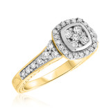 Photo of Alejo 3/4 Carat T.W. Cushion Cluster Bridal Set 10K Yellow Gold [BT856YE-C000]