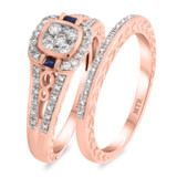 Photo of Lyra 1/2 CT. T.W. Cushion Cluster Bridal Set 10K Rose Gold [BR863R-C000]