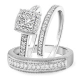 Photo of Classic Carole 7/8 ct tw. Princess Cluster Trio Set 10K White Gold [BT803W-C000]