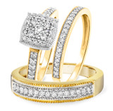 Photo of Classic Carole 7/8 ct tw. Princess Cluster Trio Set 14K Yellow Gold [BT803Y-C000]