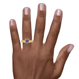 Photo of Manuka 1/5 CT. T.W. Sapphire and Diamond Matching Bridal Ring Set 14K Yellow Gold [BR867Y-C000] [HT-3]