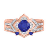 Photo of Clema 1 3/8 CT. T.W. Sapphire and Diamond Matching Bridal Ring Set 10K Rose Gold [BR868R-C000]
