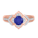 Photo of Clema 1 3/8 CT. T.W. Sapphire and Diamond Matching Bridal Ring Set 10K Rose Gold [BT868RE-C000]