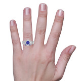 Photo of Clema 1 3/8 Carat T.W. Sapphire and Diamond Matching Bridal Ring Set 10K White Gold [BR868W-C000] [HT]