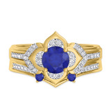 Photo of Clema 1 3/8 CT. T.W. Sapphire and Diamond Matching Bridal Ring Set 10K Yellow Gold [BR868Y-C000]